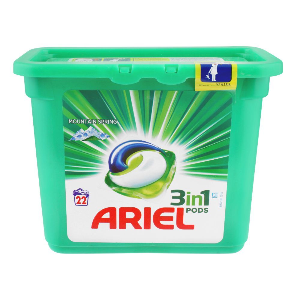 Ariel 3-In-1 Liquid Pods, Mountain Spring, 22x27, Washing Capsules, 594g