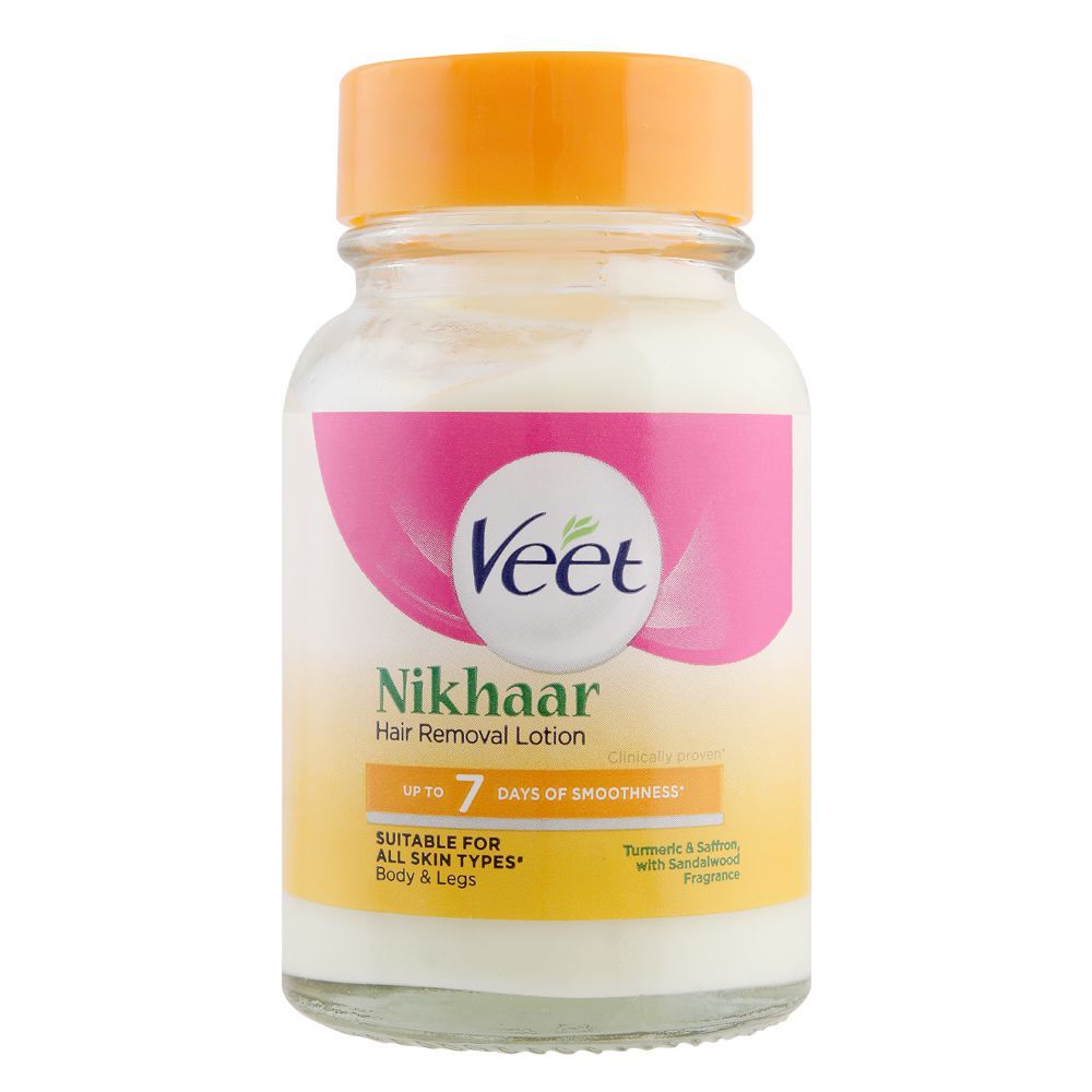 Veet Nikhaar Body & Legs Hair Removal Lotion, All Skin Types, Turmeric, Saffron & Sandalwood, 80g