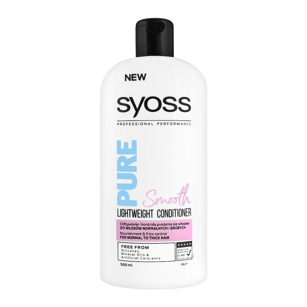 Syoss Pure Smooth Lightweight Conditioner, Silicone Free, For Normal To Thick Hair, 500ml