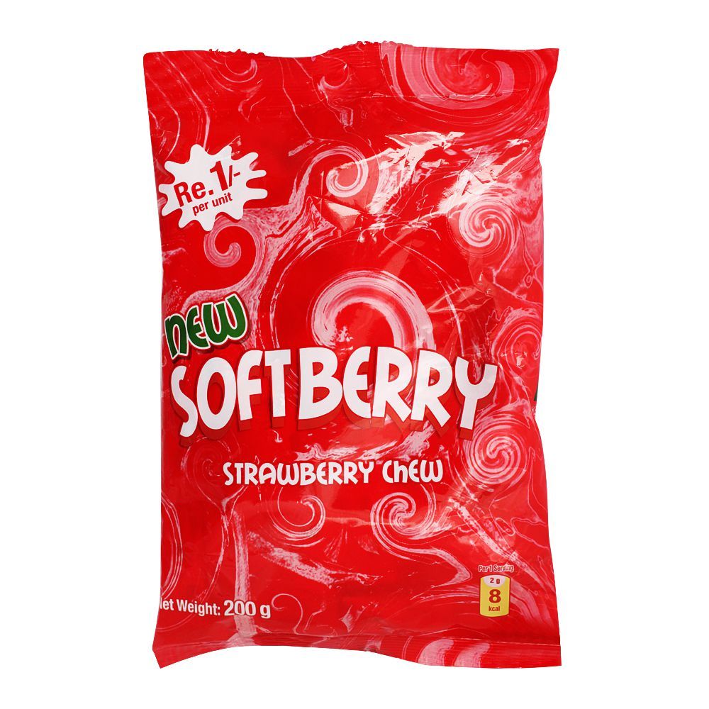 Soft Berry Strawberry Chew, Strawberry Flavor Candy, Pouch, 200g