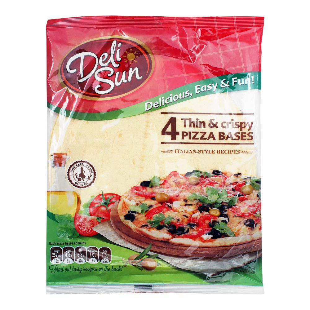 Deli Sun Tortilla Thin & Crispy Pizza Base, 4-Pack, 320g