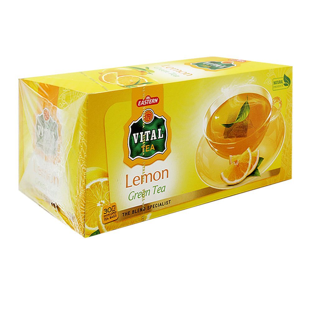 Vital Enveloped Lemon Green Tea Bags, 30-Pack