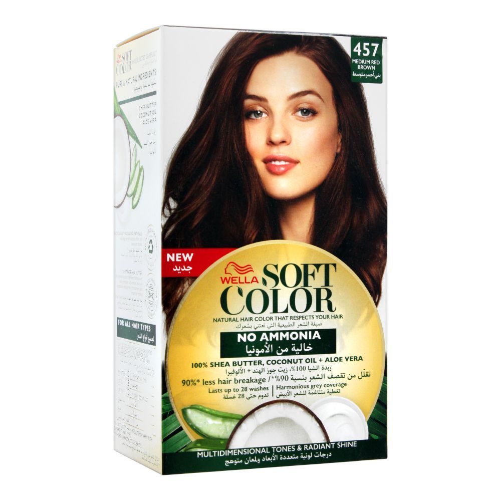 Wella Soft Color No Ammonia Hair Color, 457 Medium Red Brown