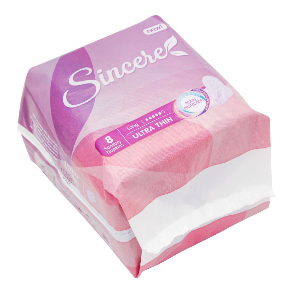 Sincere Ultra Thin Long Sanitary Napkins, 8 Pads