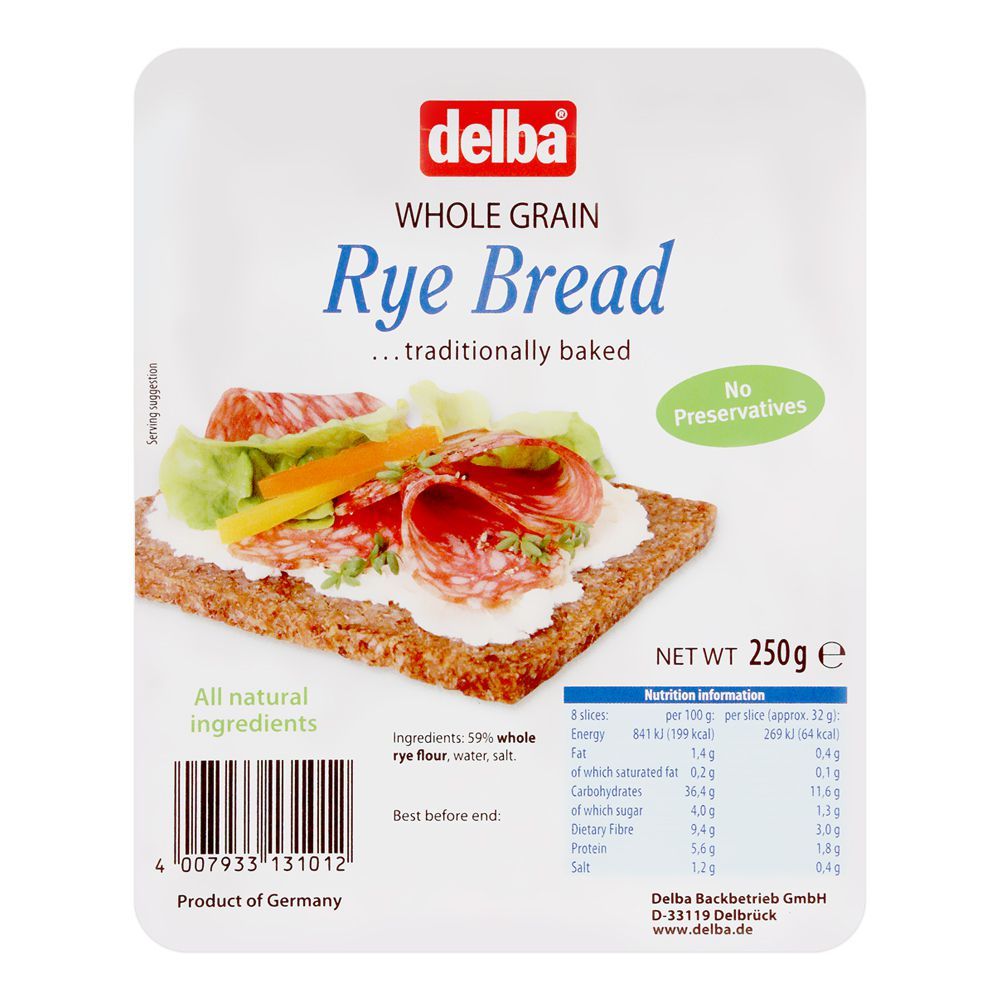 Delba Whole Grain Rye Bread, 250g