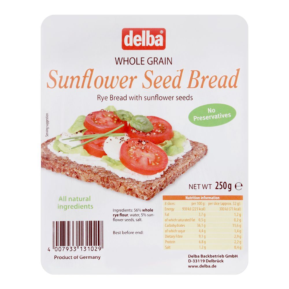Delba Whole Grain Sunflower Seed Bread, 250g