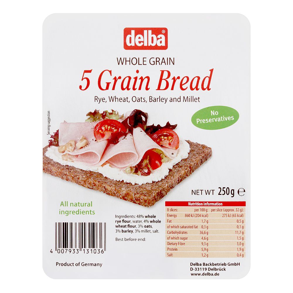 Delba Whole Grain 5 Grain Bread, 250g
