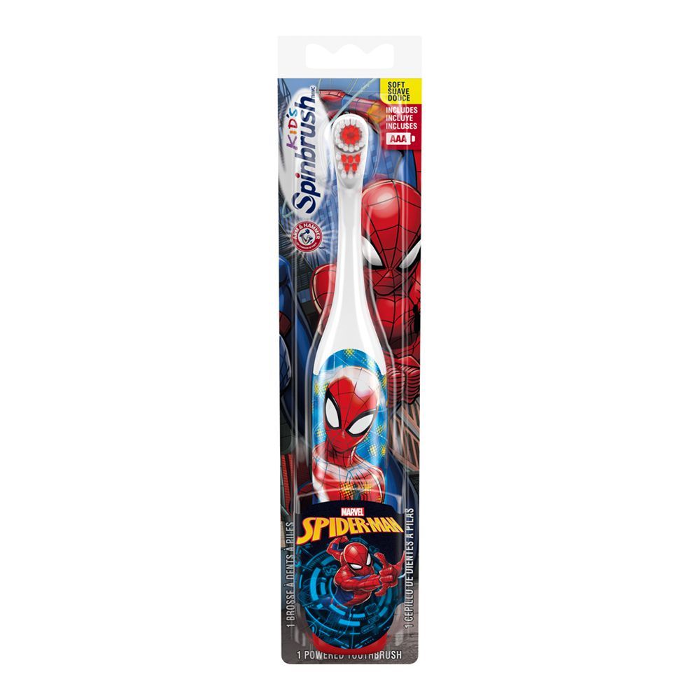 Arm & Hammer Marvel Spiderman Kids Electric Spinbrush Toothbrush, Soft
