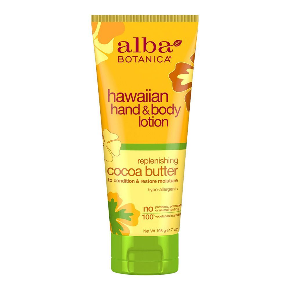 Alba Botanica Hawaiian Cocoa Butter Hand & Body Lotion, Paraben Free, 198g