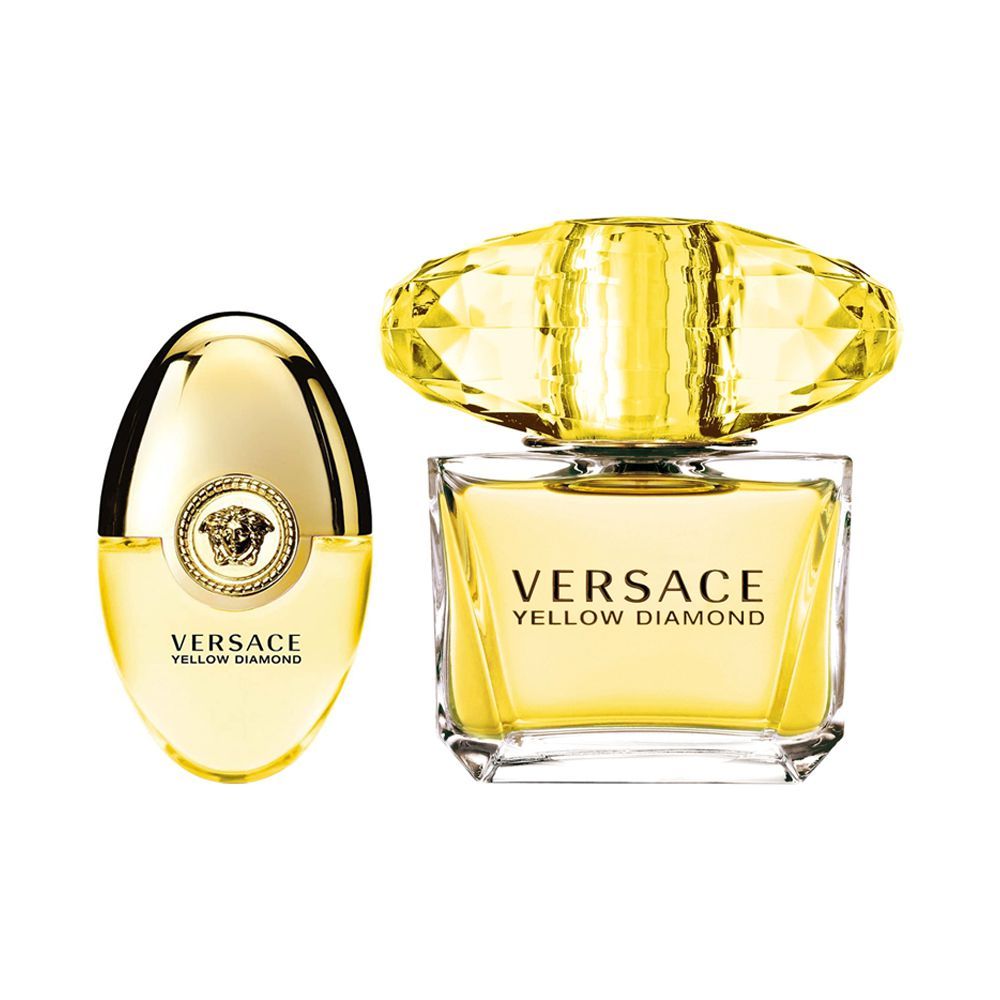 Versace Yellow Diamond Perfume Set, For Women, EDT 90ml + EDT 10ml + Pouch