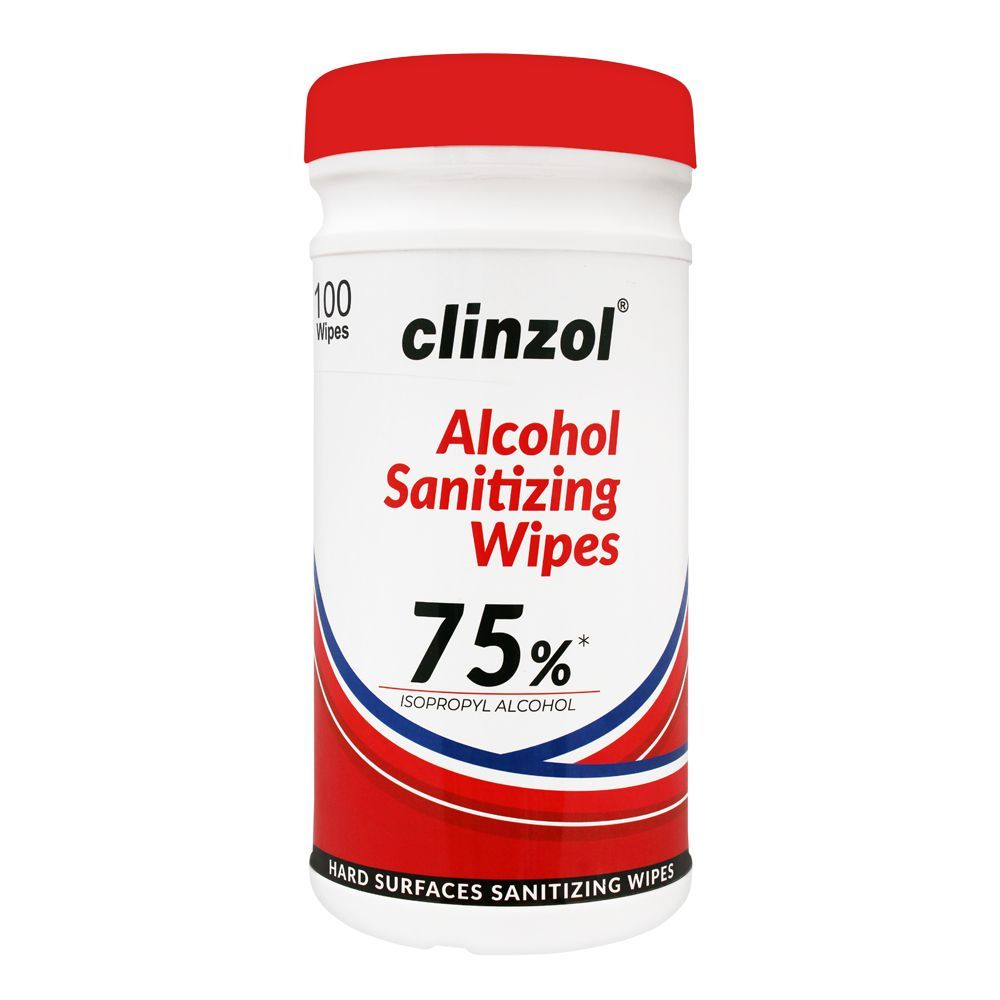 Clinzol Alcohol Sanitizing Wipes, 75% Alcohol, 100-Pack