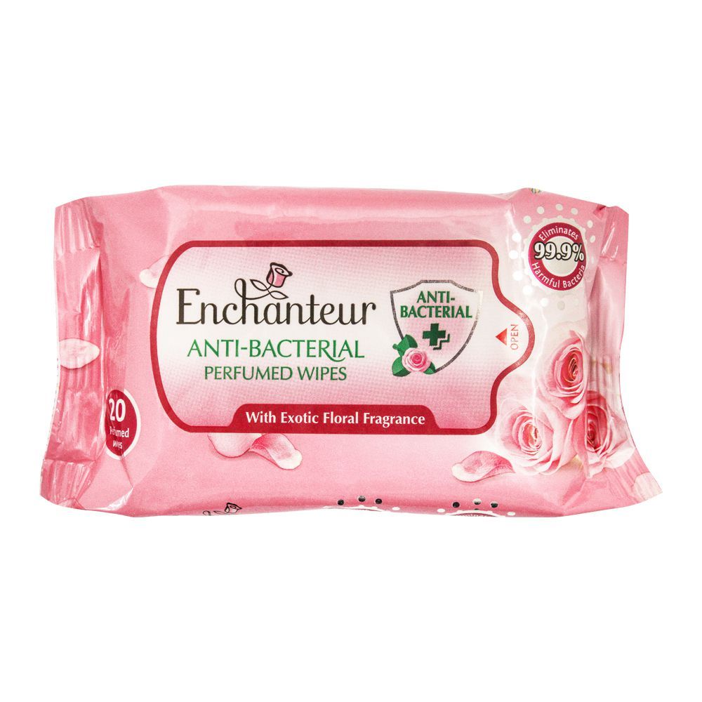 Enchanteur Anti-Bacterial Perfumed Wipes, Exotic Floral Fragrance, 20-Pack