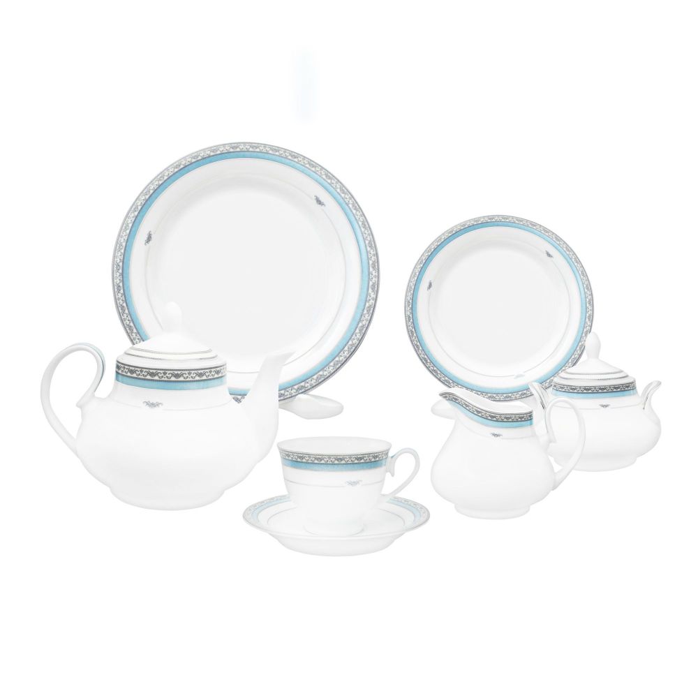 Cera-E-Noor Elegant Cinzia Blue Tea Set 24 Pieces, 611021