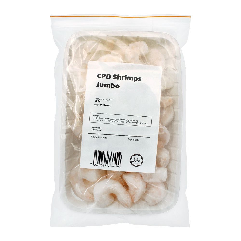 CPD Frozen Shrimps, Jumbo, 500g