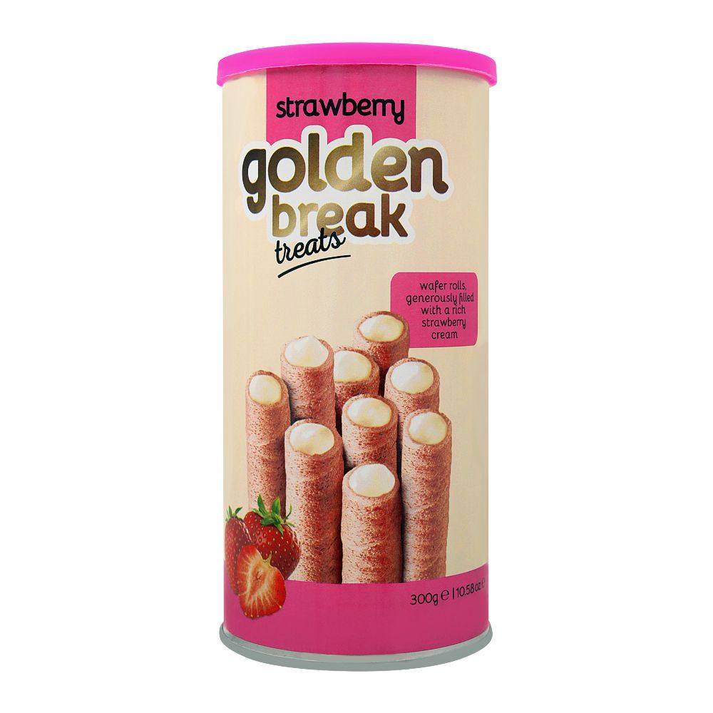 Golden Break Strawberry Cream Wafer Rolls, 300g