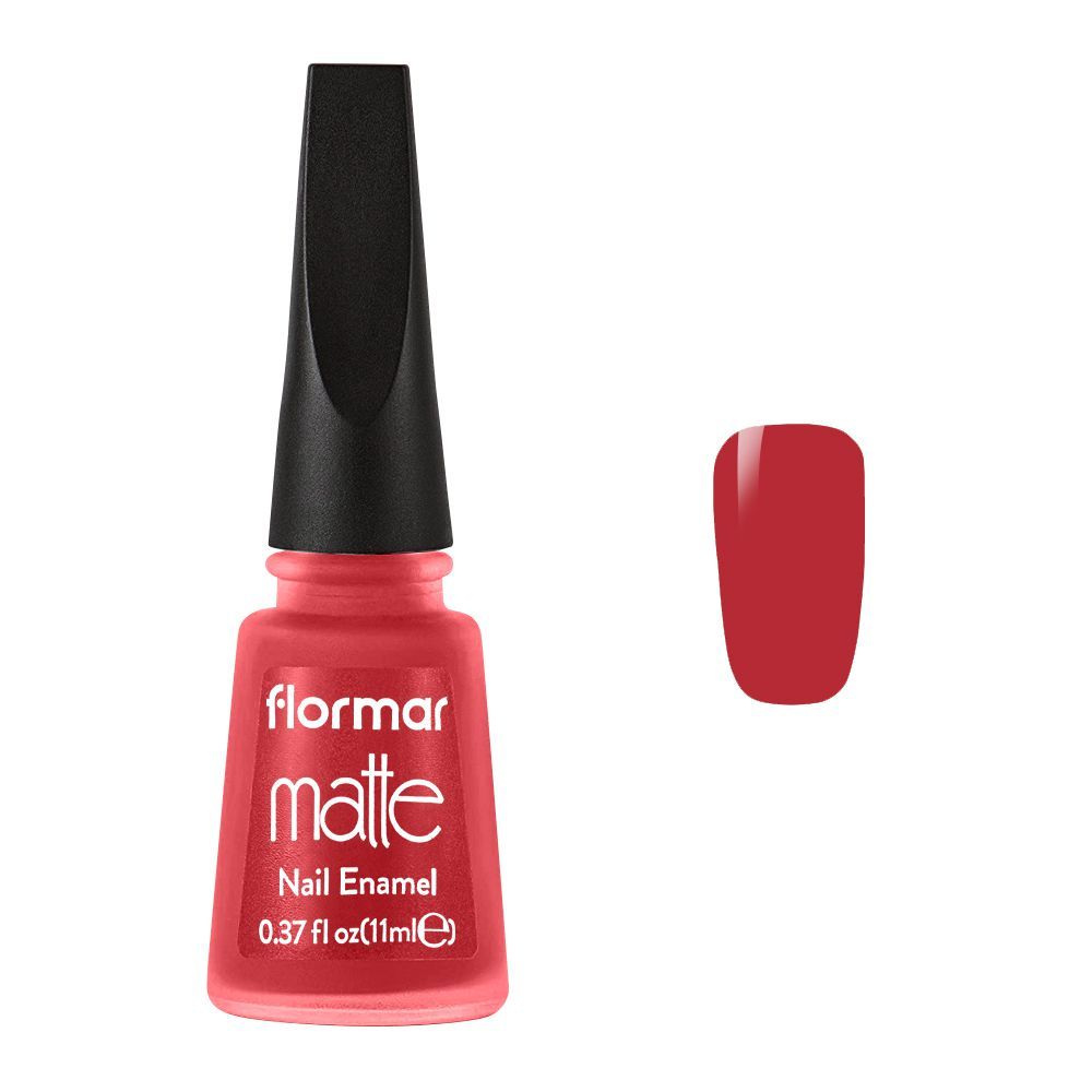 Flormar Matte Nail Enamel, M07 Volcanic Red, 11ml
