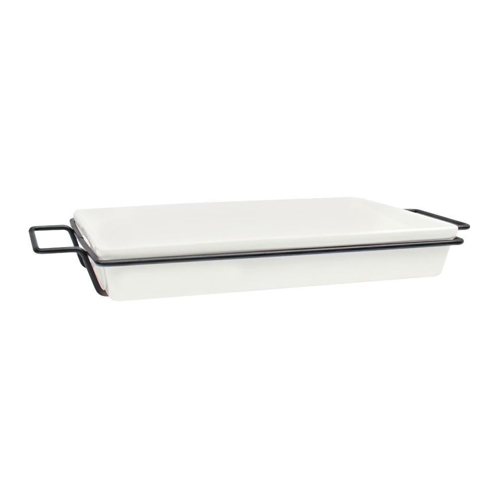 Brilliant Rectangular Plate With Iron Stand, 12.5 Inches, BR0053