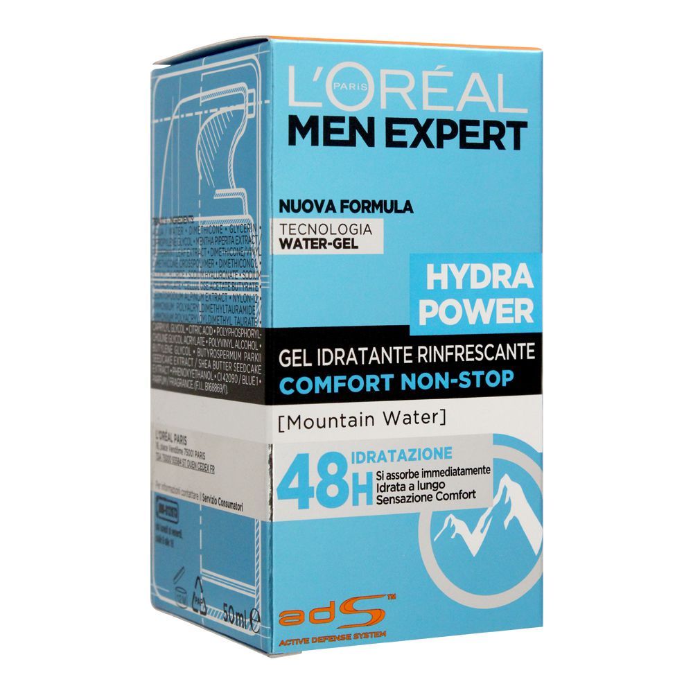 L'Oreal Paris Men Expert Hydra Power Comfort Non-Stop Water-Gel Moisturiser, 50ml