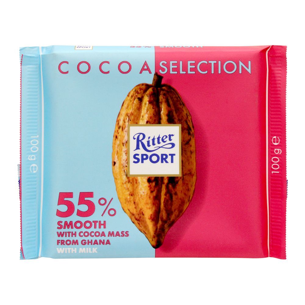 Ritter Sport Cocoa Selection 55% Smooth Chocolate, With Cocoa Mass From Ghana, 100g