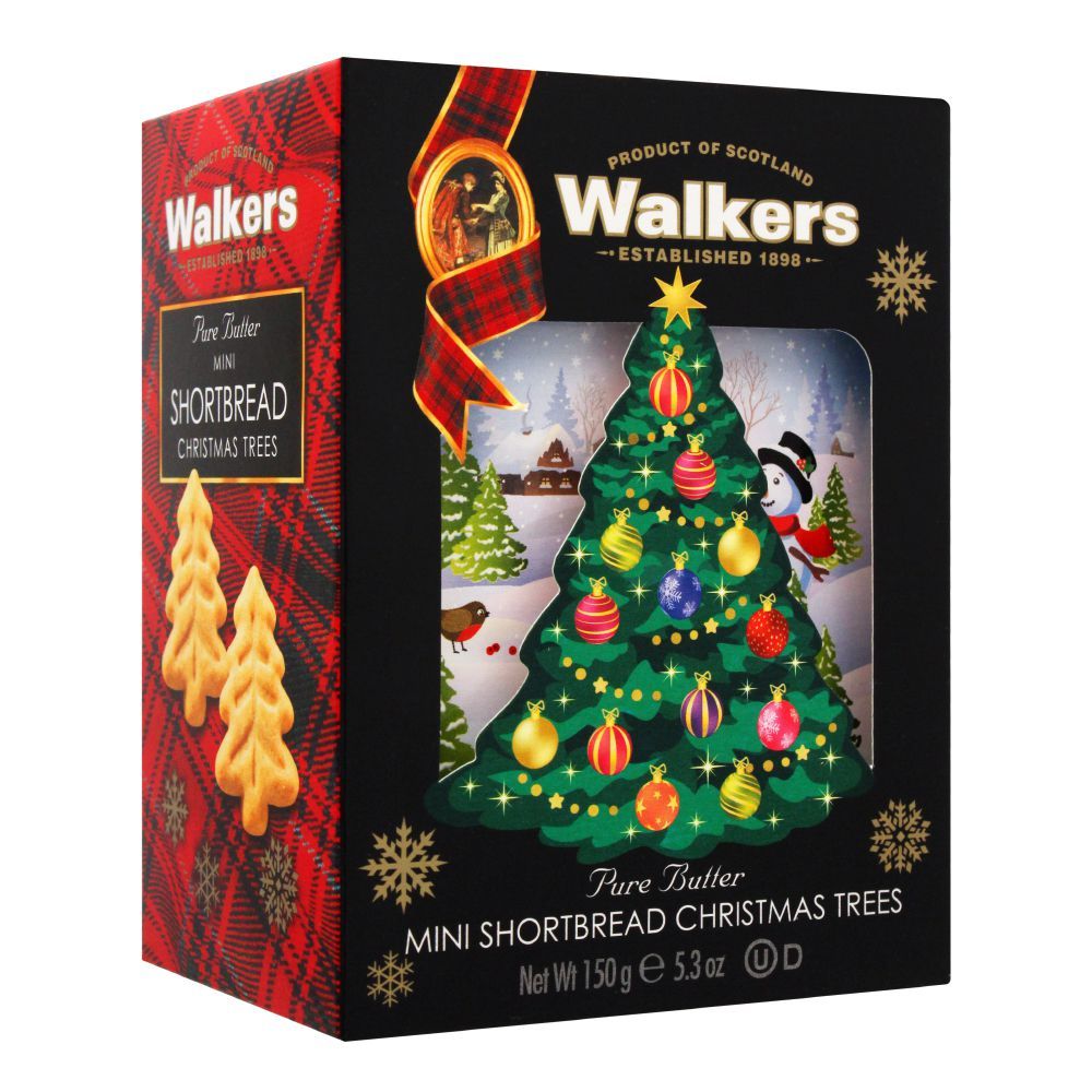 Walkers Pure Butter Mini Shortbread Biscuits, Christmas Trees, 150g