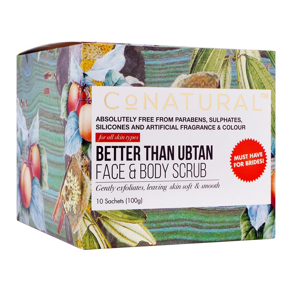 CoNatural Better Than Ubtan Face & Body Scrub, 10 Sachets, All Skin Types, 100g