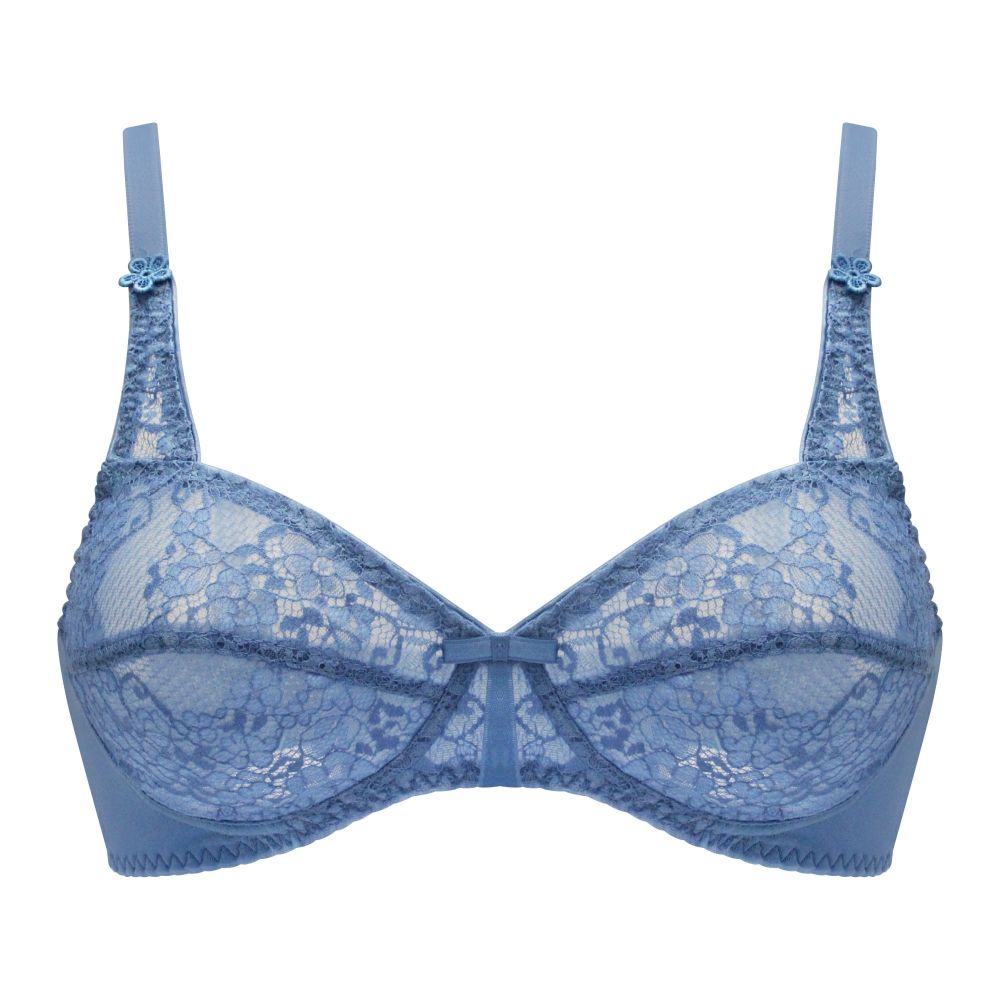 BeBelle Marvel Rosette Fabric Full Lace Bra, Denim Blue