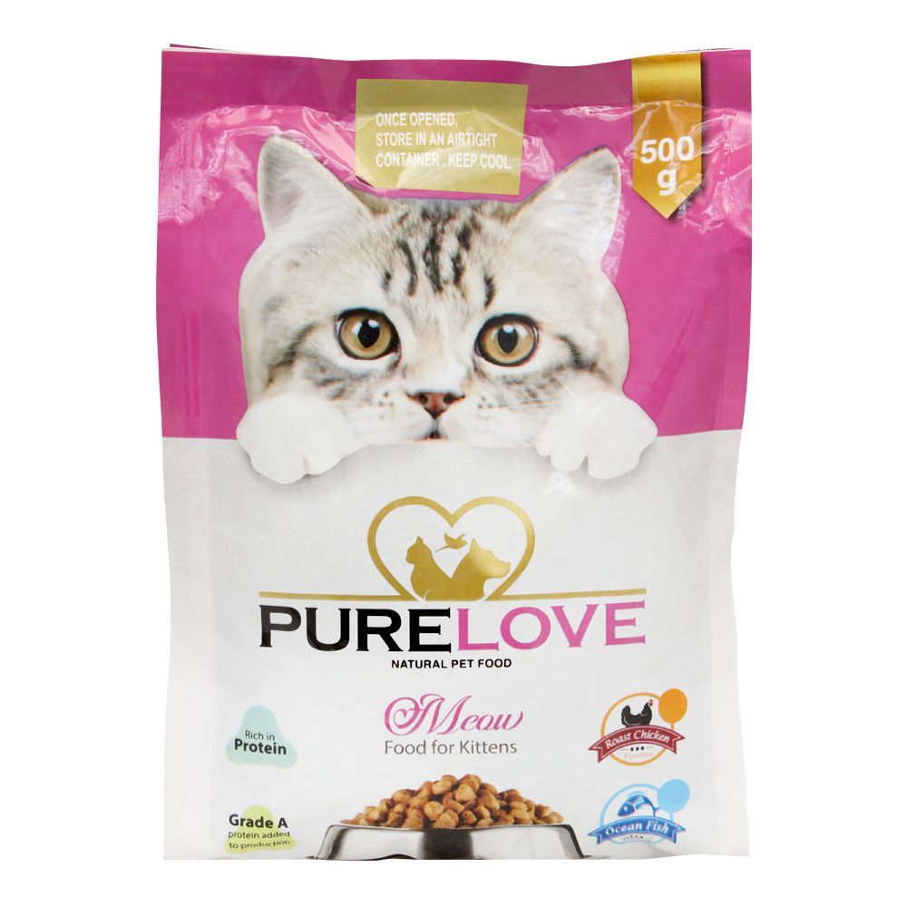 Pure Love Meow Kitten Food, Roast Chicken, Pouch, 500g