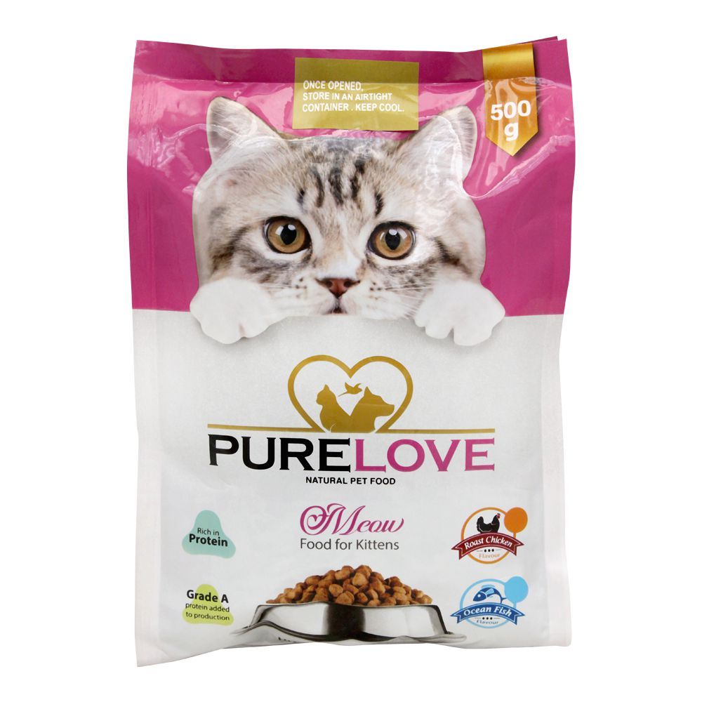 Pure Love Meow Kitten Food, Ocean Fish, Pouch, 500g