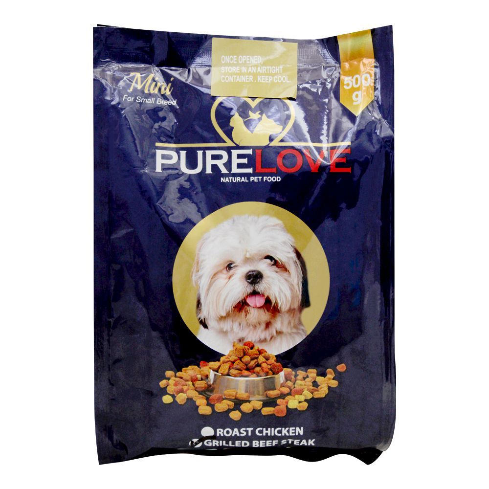 Pure Love Mini Dog Food, Grilled Beef Steak, Pouch, 500g