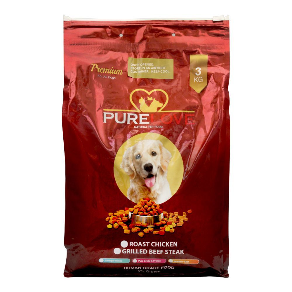 Pure Love Premium Dog Food, Roast Chicken, 3 KG