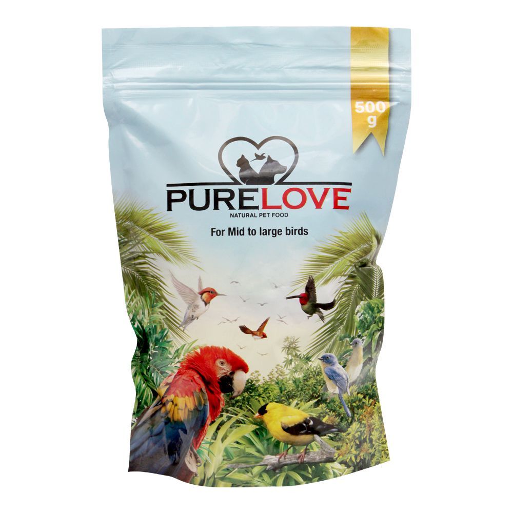 Pure Love Mid to Large Birds Food, Pouch, 500g