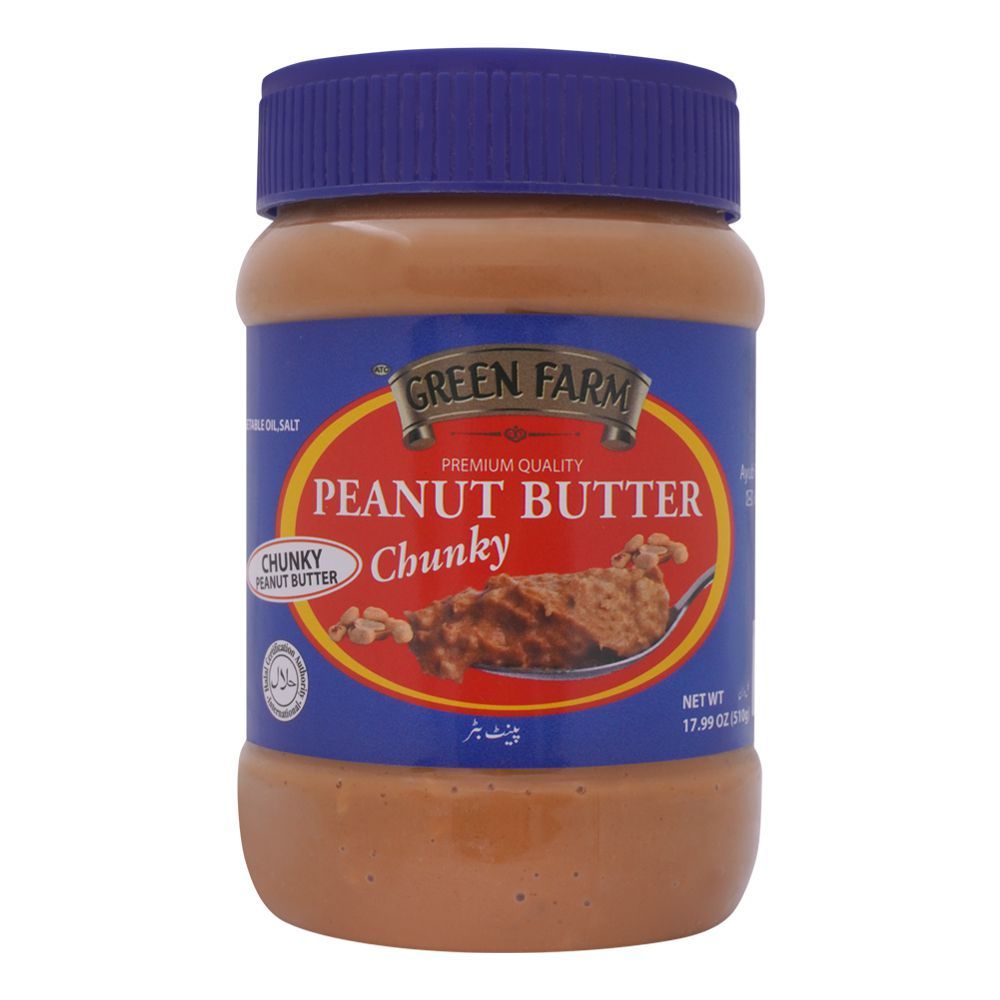 Green Farm Peanut Butter, Chunky, 510g