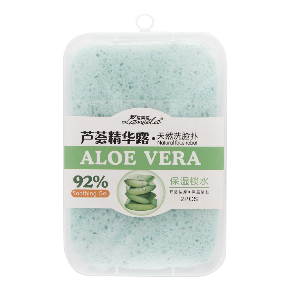 Lameila Aloe Vera 92% Soothing Gel Facial Sponge, 2-Pack, B2059