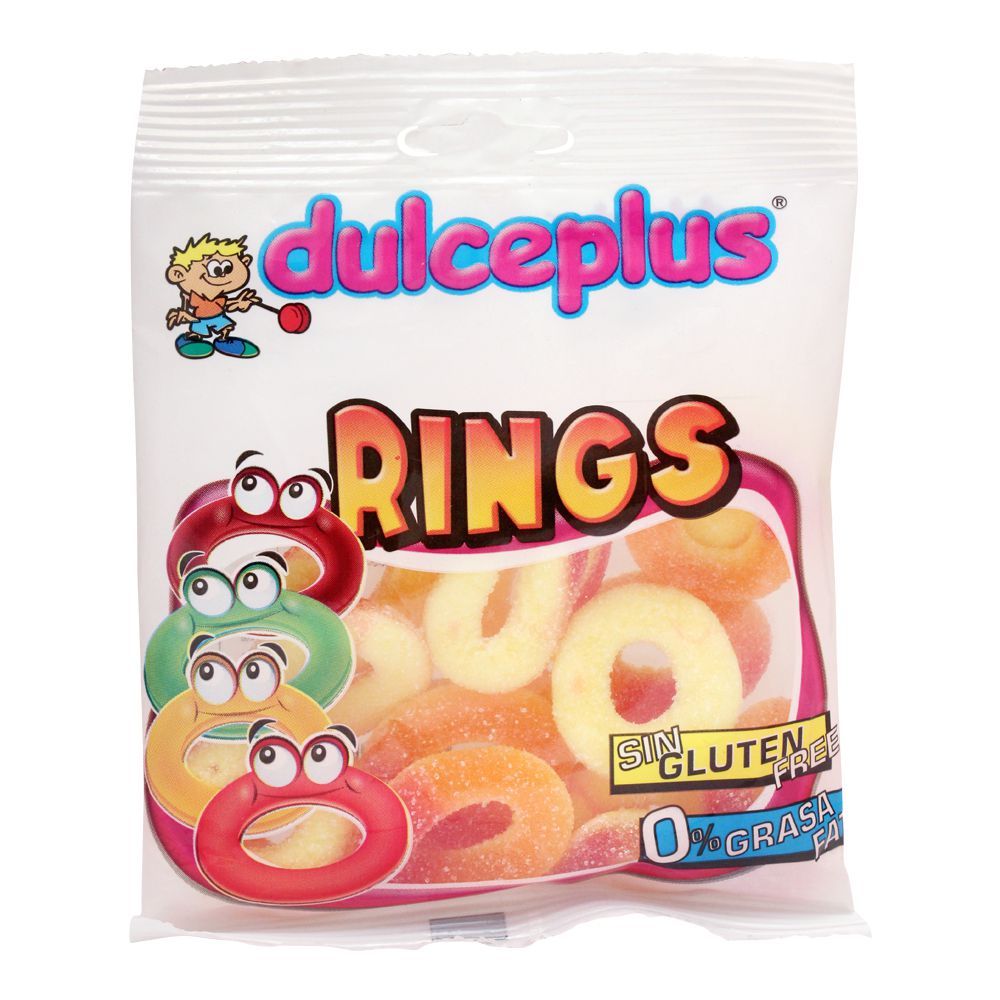 Dulceplus Sour Peach Rings Jelly, Gluten Free, Pouch, 100g