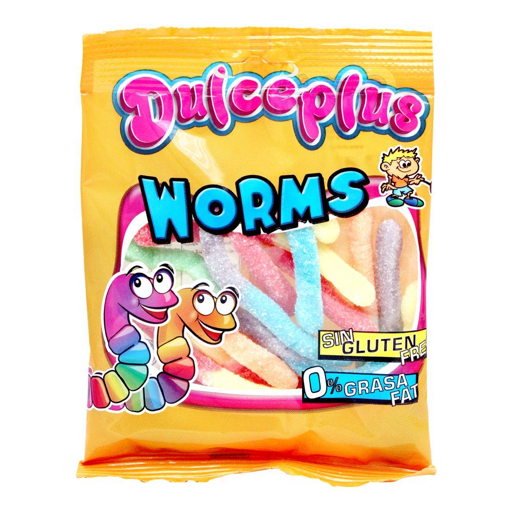 Dulceplus Sour Worms Jelly, Gluten Free, Pouch, 100g