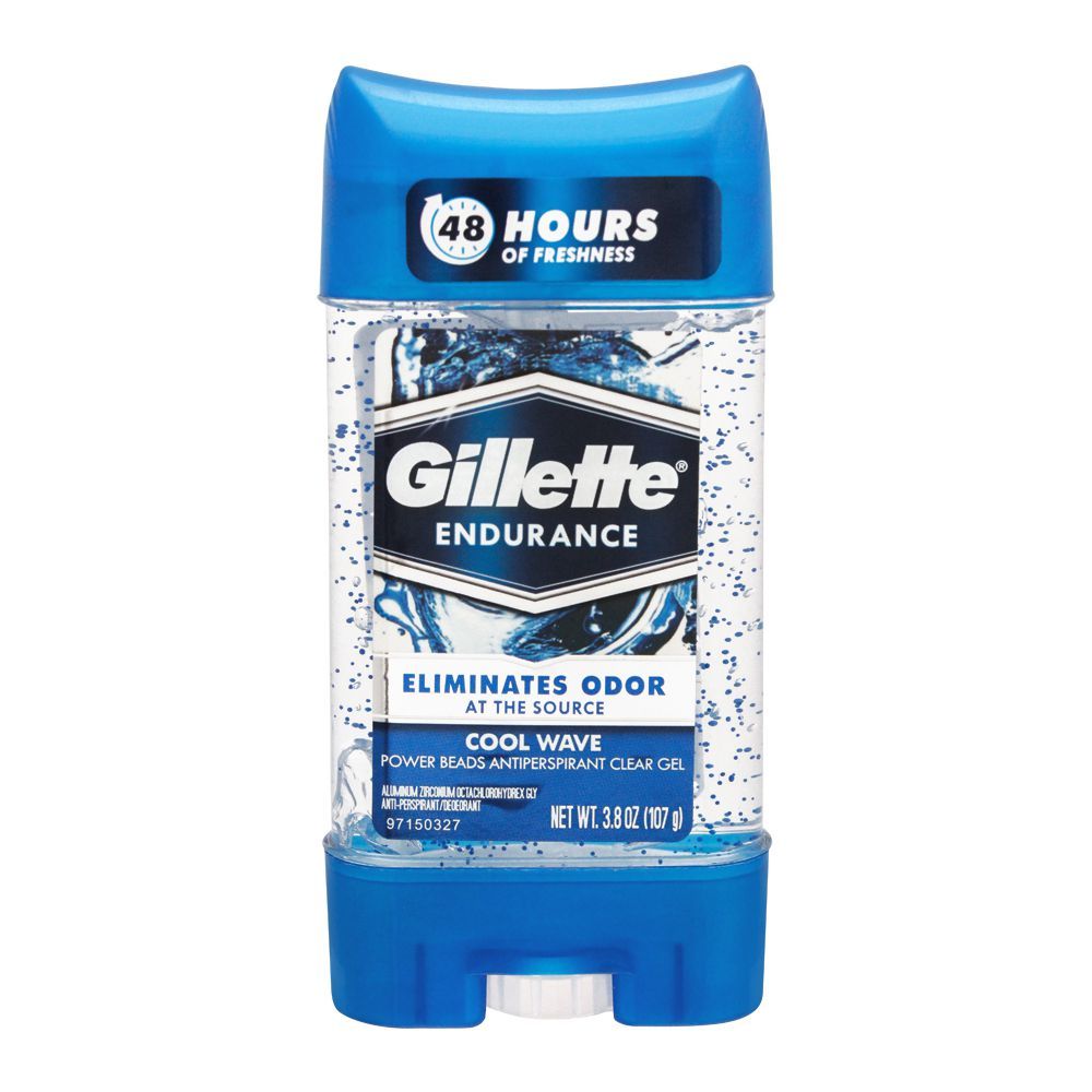 Gillette Endurance Eliminates Odour Cool Wave Antiperspirant Clear Gel, 107g