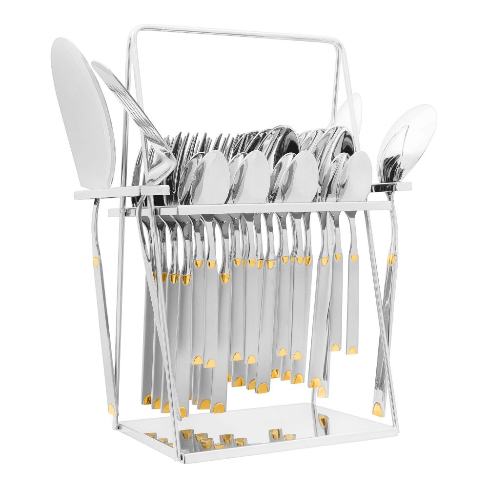 Elegant Half Dot Stainless Steel Cutlery Set, 28 Pieces, EE28GS-15
