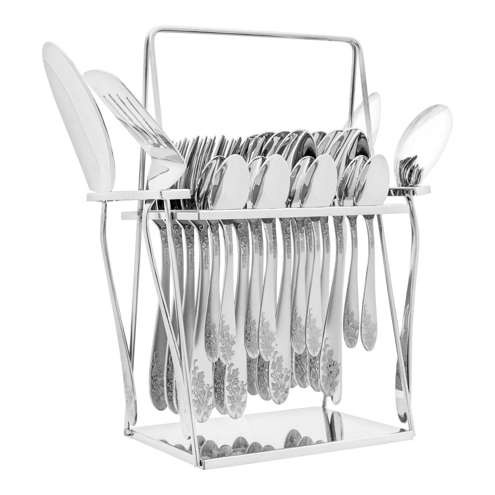 Elegant Flower Stainless Steel Cutlery Set, 28 Pieces, EE28SS-02