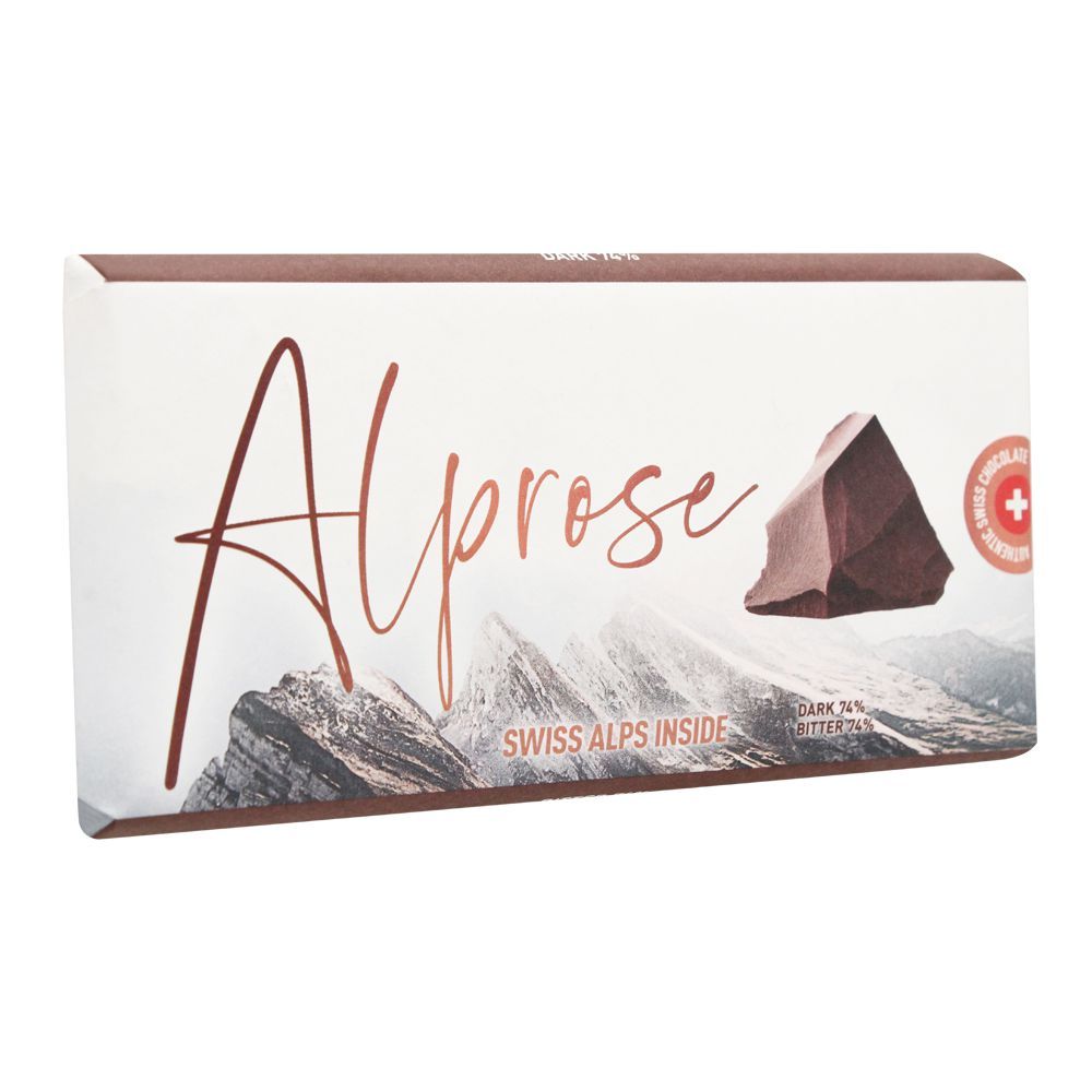 Alprose Swiss Alps Inside 74% Dark Chocolate Bar, 100g