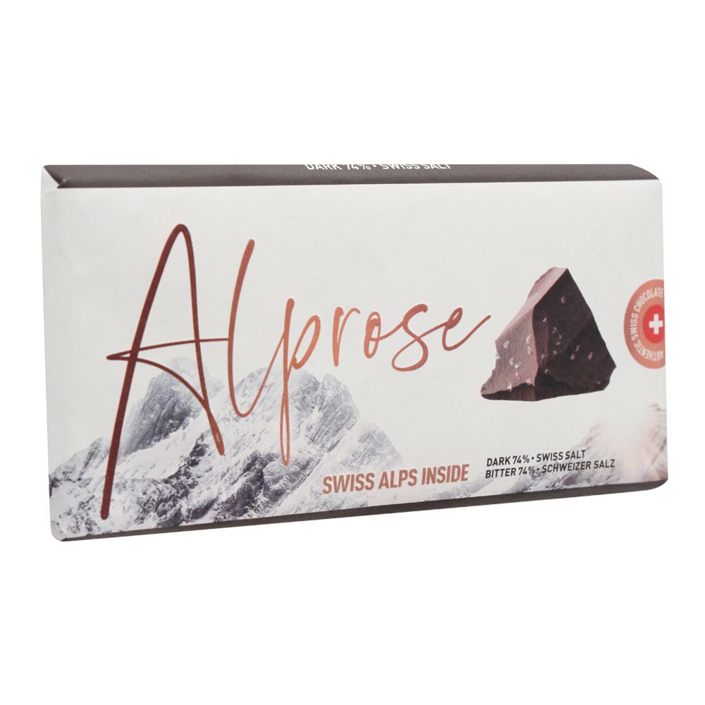Alprose Swiss Alps Inside 74% Dark Swiss Salt Chocolate Bar, 100g