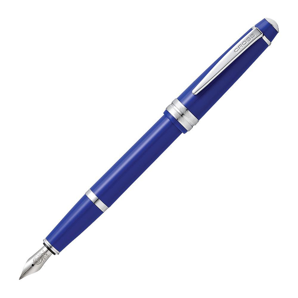 Cross Bailey Light Polished Blue Resin Fountain Pen, With Polished Chrome Appointments, Fine Tip, AT0746-4FS