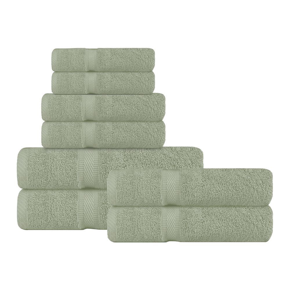 Soft Siesta Belem Bath + Hand + Wash Towel Set, Pack Of 8, Saga Green