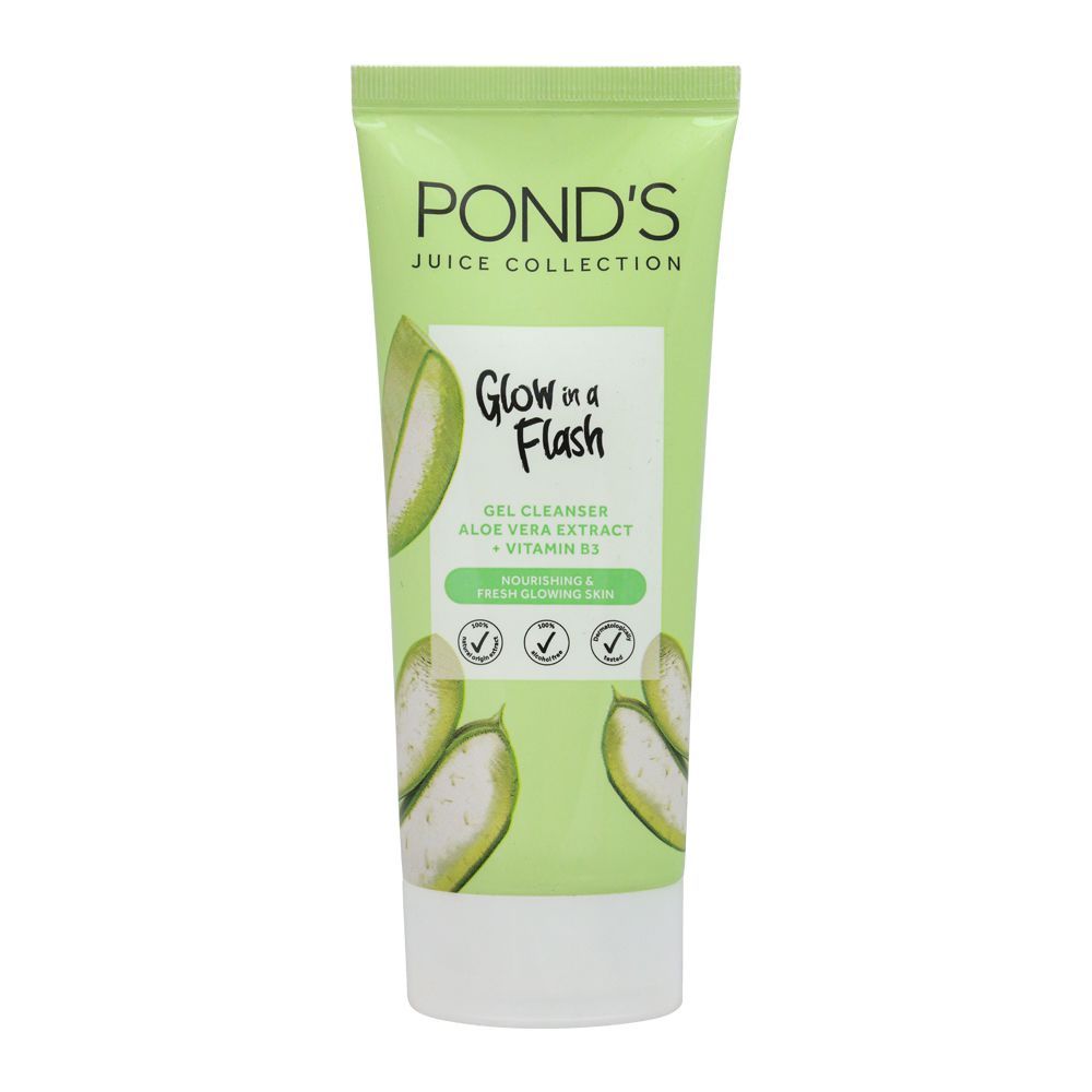 Pond's Juice Collection Glow In A Flash Facial Cleanser, Aloe Vera Extract, 90g