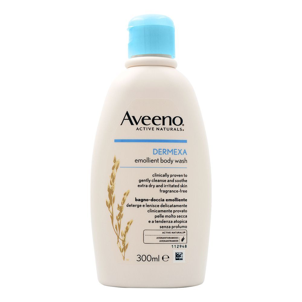 Aveeno Active Naturals Dermexa Emollient Body Wash, Fragrance Free, 300ml