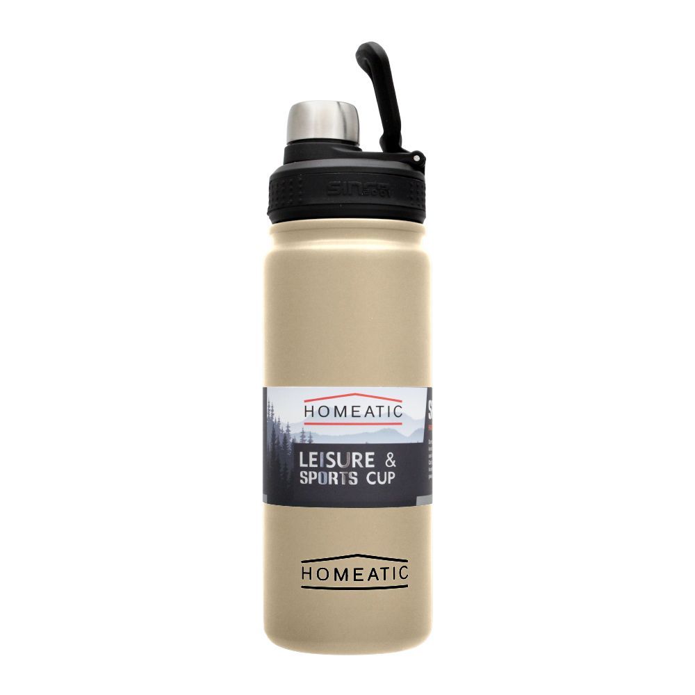 Homeatic Steel Sports Water Bottle, Silver, 650ml, KD-859