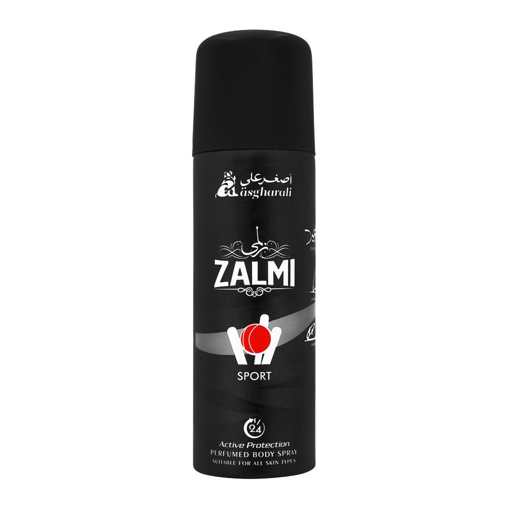 Asgharali Zalmi Sport Black Perfumed Body Spray, For Men, 200ml
