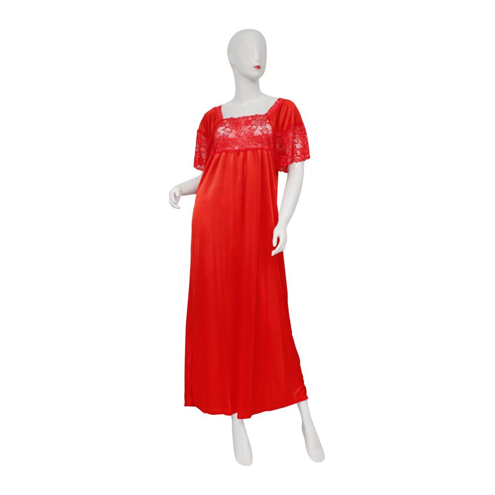 Belleza Nighty Single Long Gown, Red, 011