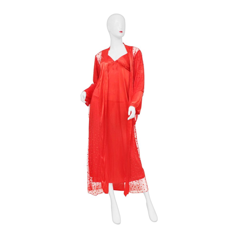 Belleza Nighty Inner + Gown Set, Red, 040