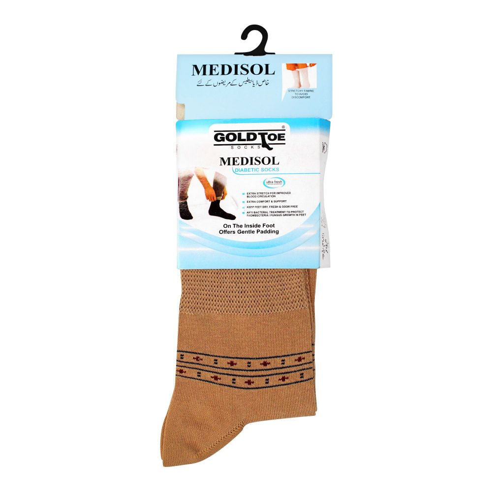 Goldtoe Medisol Diabetic Cotton Socks, Beige