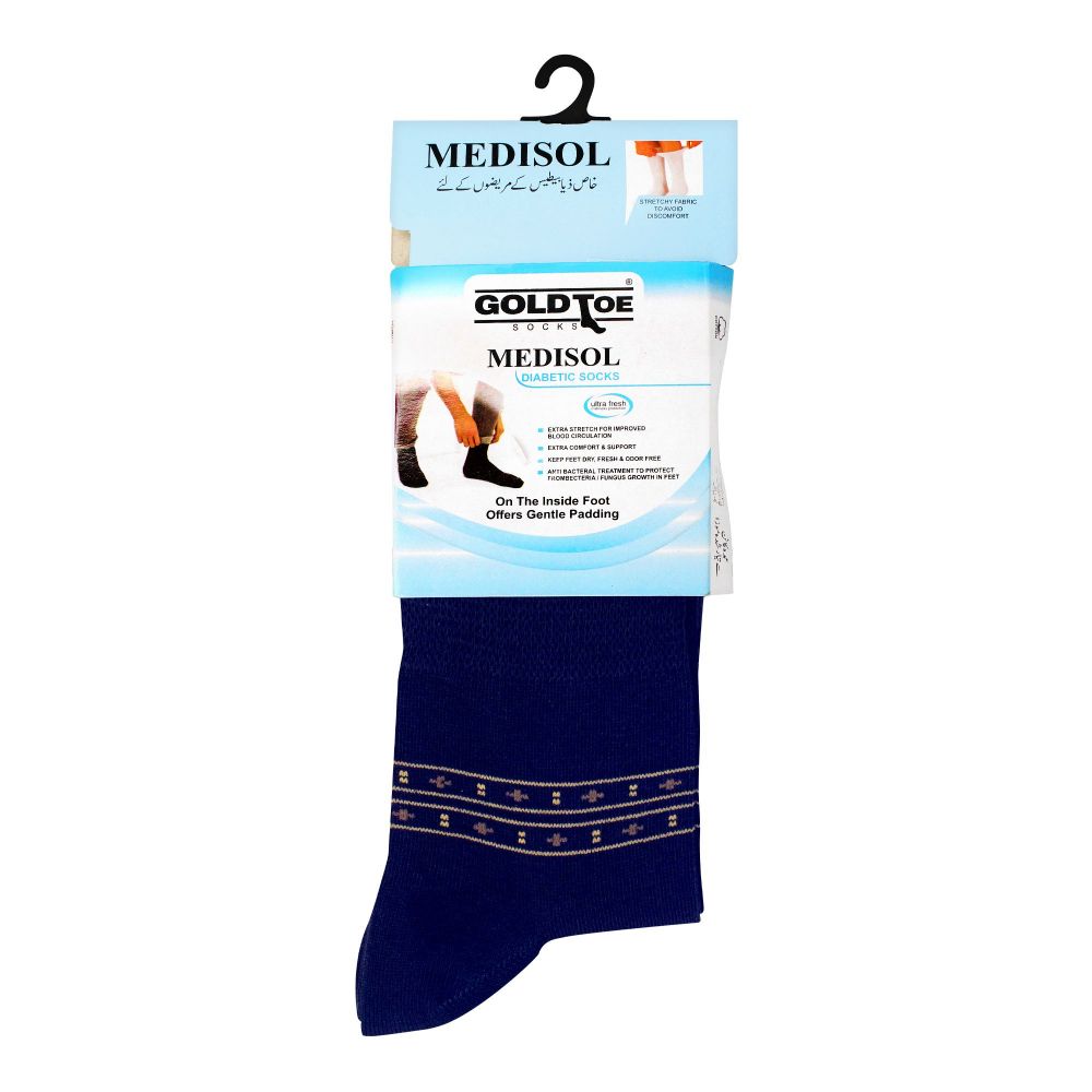 Goldtoe Medisol Diabetic Cotton Socks, Navy Blue